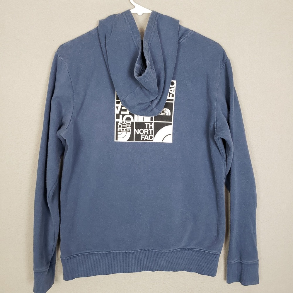 North Face Hoodie Sweatshirt Blue Logo Grid Graphic Athleisure Gorpcore Teen XL - Picture 12 of 12